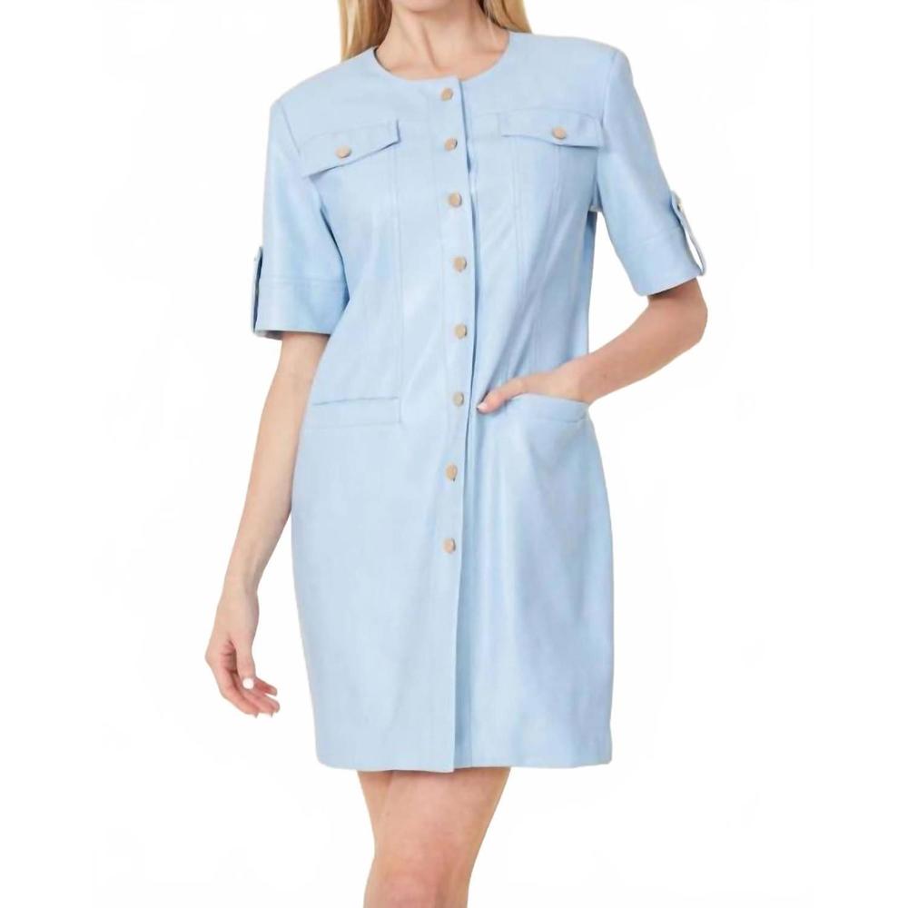 Dolce Cabo Light Blue Button-Front Mini Dress